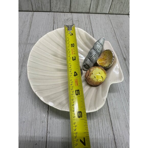 Vintage Fitz & Floyd Shell Trinket Soap Dish Ceramic White Beach Decor 5" DIA - Picture 13 of 13